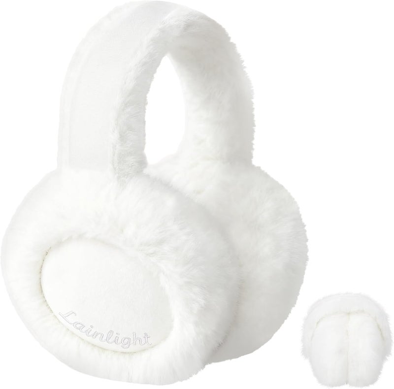 Lainlight Store Ear Muffs for Winter Women Faux Fur Warm Earmuffs Foldable Cute Fuzzy Ear Warmers - Image 1